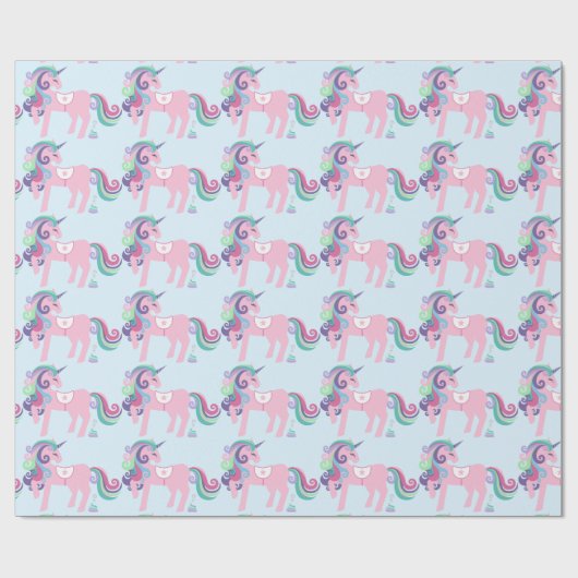 Eenhoorn Sparkl Glitter Roze Bloemen Snoep Baby Bl Cadeaupapier (Vlak)