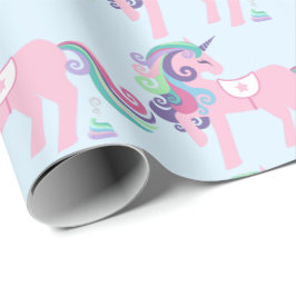 Eenhoorn Sparkl Glitter Roze Bloemen Snoep Baby Bl Cadeaupapier