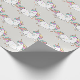 Eenhoorn Sparkl Glitter Roze Sweet Snoep Baby Grij Cadeaupapier