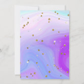 Eenhoorn Sparkle Blue Paarse taart 4e verjaardag Kaart (Achterkant)