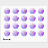 Eenhoorn Sparkle Blue Paarse taart 4e verjaardag Ronde Sticker (Vel)