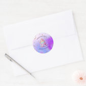 Eenhoorn Sparkle Blue Paarse taart 4e verjaardag Ronde Sticker (Envelop)