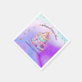 Eenhoorn Sparkle Blue Paarse taart 4e verjaardag Servet (Hoek)