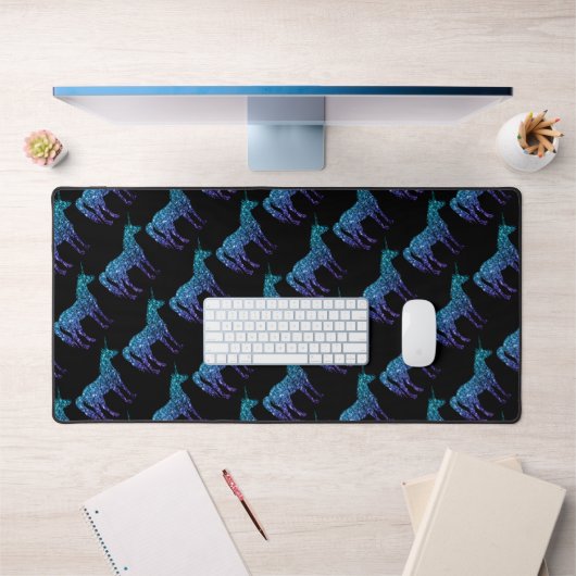 Eenhoorn Sparkles aqua blue ombre zwart Bureaumat (Kantoor 1)