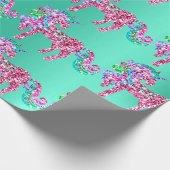 Eenhoorn Sparkly Glitter Pink Fairly Mint Lux Gree Cadeaupapier (Hoek)