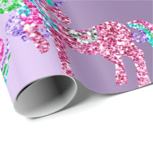 Eenhoorn Sparkly Glitter Pink Fairly VIP Paarse Cadeaupapier