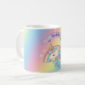 Eenhoorn & Sparkly Rainbow Aangepaste Naam Kleurri Koffiemok (Voorkant links)