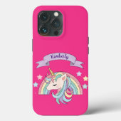 Eenhoorn & Sparkly Rainbow Aangepaste naam op Hot  Case-Mate iPhone Case (Achterkant)