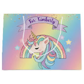 Eenhoorn & Sparkly Rainbow Gold Glitter Aangepaste Groot Cadeauzakje (Voorkant)