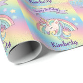 Eenhoorn & Sparkly Rainbow met Gouden Glitter Cadeaupapier (Rol Hoek)