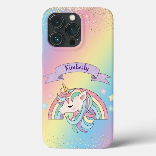 Eenhoorn & Sparkly Rainbow met Gouden Glitter Case-Mate iPhone Case (Achterkant)