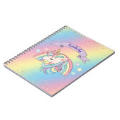 Eenhoorn & Sparkly Rainbow met Gouden Glitter Notitieboek (Linkerzijde)