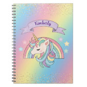 Eenhoorn & Sparkly Rainbow met Gouden Glitter Notitieboek (Voorkant)