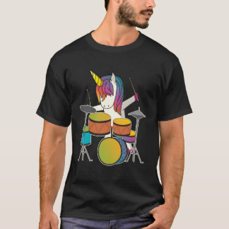 Eenhoorn Spelen Drums Magische Drummer Muziek Musi T-shirt
