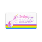 Eenhoorn springen regenboog strepen adresetiketten etiket (Voorkant)