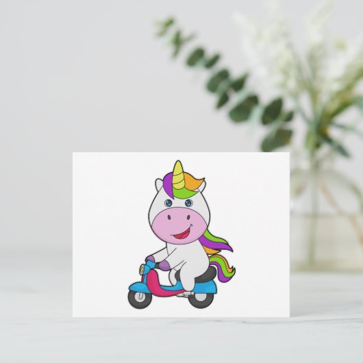 Eenhoorn Step-scooter Briefkaart (Staand voorkant)