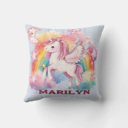 Eenhoorn Sterren en Regenboog Kussen (Achterkant)