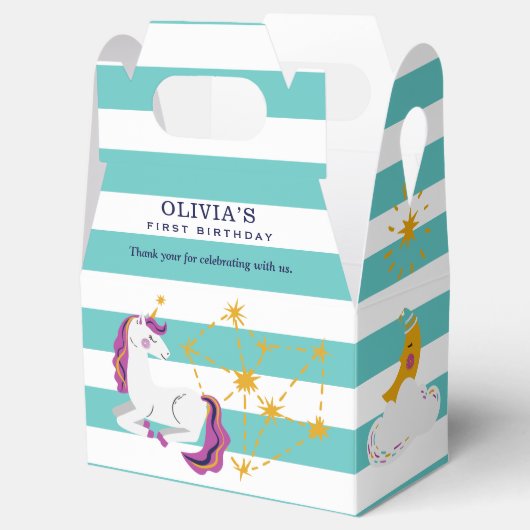 Eenhoorn sterrenbeeld Groen 1e verjaardag Dank u Bedankdoosjes (Geopend)