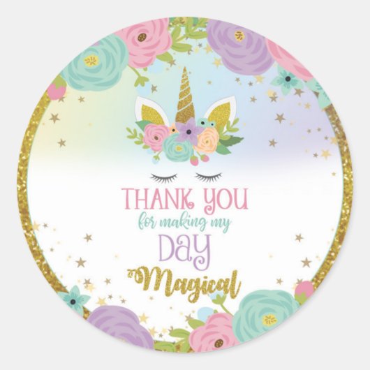 Eenhoorn Sticker Dank je om mijn dag magisch te ma (Voorkant)