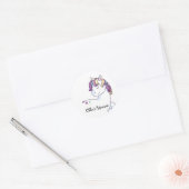 Eenhoorn Sticker, Klasdecoratie, Eenhoorn  Ronde Sticker (Envelop)