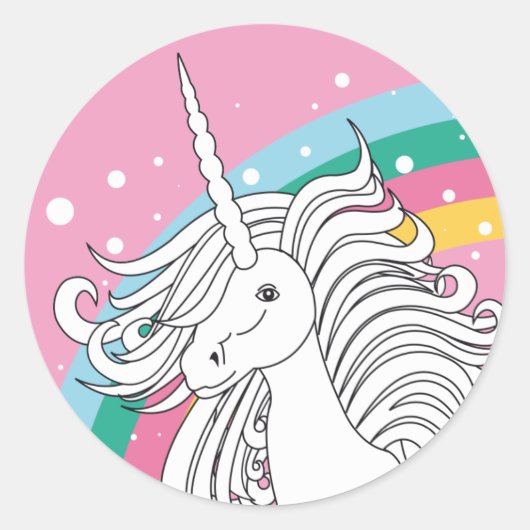 EENHOORN STICKER ROZE (Voorkant)