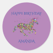 Eenhoorn stickers met kindernaam. (Voorkant)