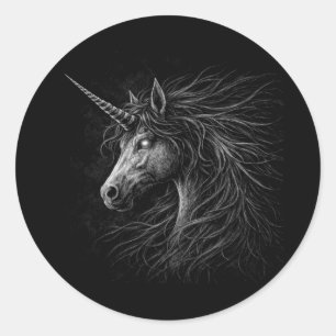 Eenhoorn stijl middeleeuwse fantasie grunge kunst ronde sticker