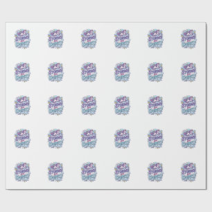 Eenhoorn Stormachtig maar Glitterend Retro Stijl C Cadeaupapier