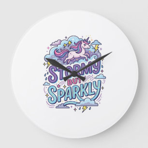 Eenhoorn Stormachtig maar Glitterend Retro Stijl C Grote Klok