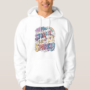 Eenhoorn Stormachtig maar Glitterend Whimsisch Mer Hoodie
