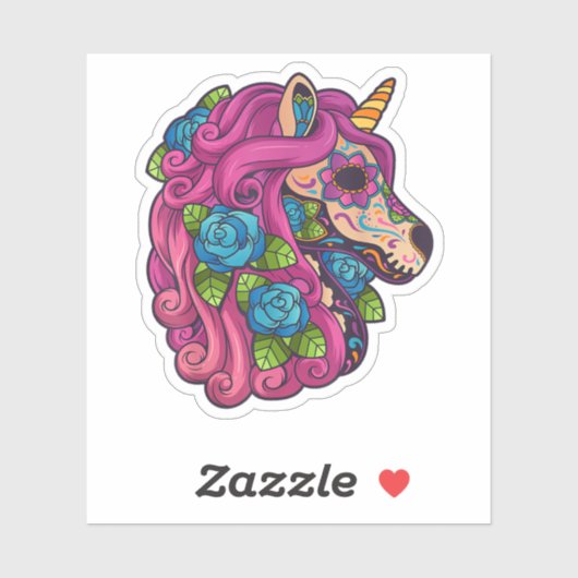 Eenhoorn Suikerschedel Mexico Calavera Dia de los  Sticker (Vel)