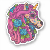 Eenhoorn Suikerschedel Mexico Calavera Dia de los  Sticker (Voorkant)