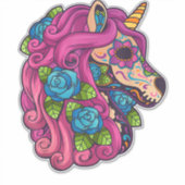 Eenhoorn Suikerschedel Mexico Calavera Dia de los Sticker (Voorkant)