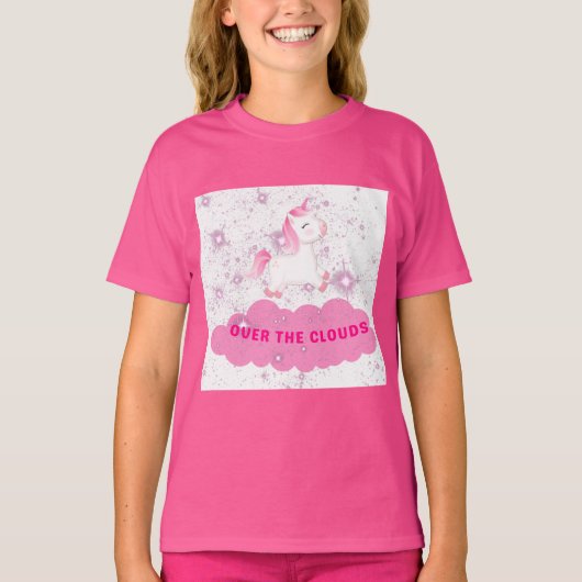 Eenhoorn T-shirt met een eenhoorn die over een wol (Voorkant)