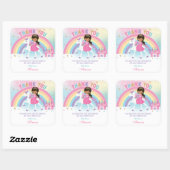 Eenhoorn Tan Prinses Verjaardag Dank u Favor Vierkante Sticker (Vel)