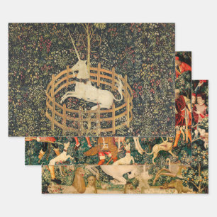 Eenhoorn Tapestries Captivity Middeleeuws Tapestry Inpakpapier Vel