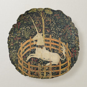 Eenhoorn Tapestries Captivity Middeleeuws Tapestry Rond Kussen