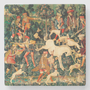 Eenhoorn Tapestries verdedigt Hunt Stenen Onderzetter