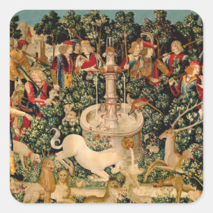 Eenhoorn tapijten gevonden legende mythisch vierkante sticker