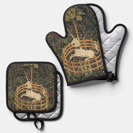 Eenhoorn Tapijten Klassiek Tapijt Ovenwant & Pannenlap Set (Voorkant / Achterkant)