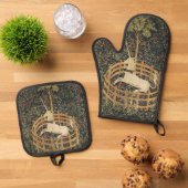 Eenhoorn Tapijten Klassiek Tapijt Ovenwant & Pannenlap Set (Top down)