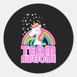 Eenhoorn Team Awesome Regenboog Jga Trouw Bruid En Ronde Sticker