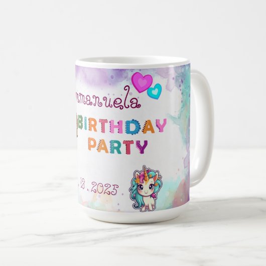 Eenhoorn-thema 1e verjaardagsfeest Mok souvenir (Voorkant rechts)