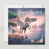 Eenhoorn Thema bruiloft uitnodiging Magnetische Uitnodiging (Voorkant)