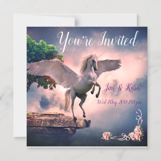 Eenhoorn Thema bruiloft uitnodiging Magnetische Uitnodiging (Voorkant)