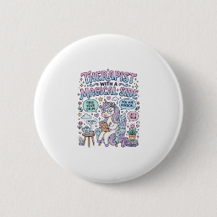 Eenhoorn therapeut met een magische kant cadeau id ronde button 5,7 cm