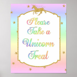 Eenhoorn traktaties Eettafel display bord Regenboo Poster