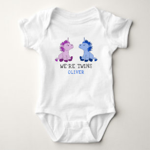 Eenhoorn Tweeling Jongen Meisje Baby Body met Naam Romper