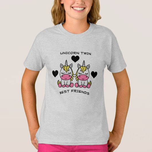 eenhoorn tweelingzus t-shirt (Voorkant)