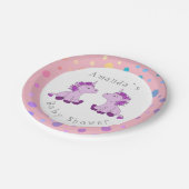 Eenhoorn Twin Meisje Baby shower Party Papieren Bordje (Gekanteld)